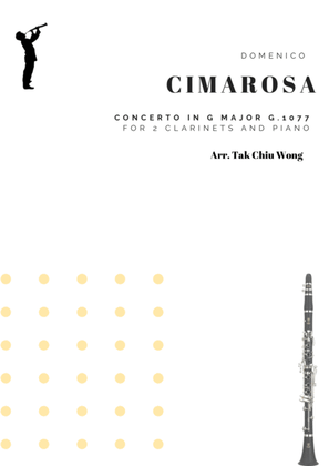 Book cover for Concerto in G major G.1077 arranged for 2 clarinets and piano
