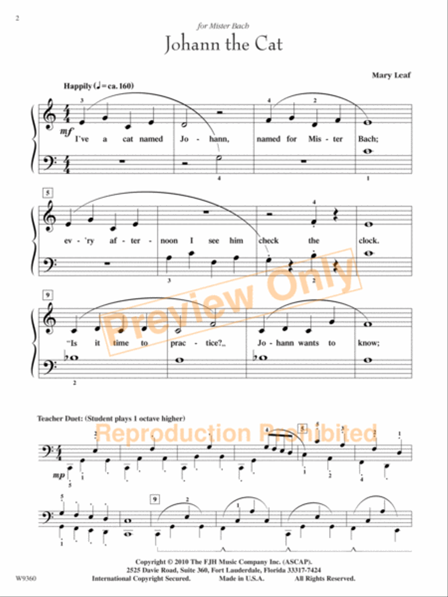 Johann the Cat Easy Piano scores gallery preview page 3