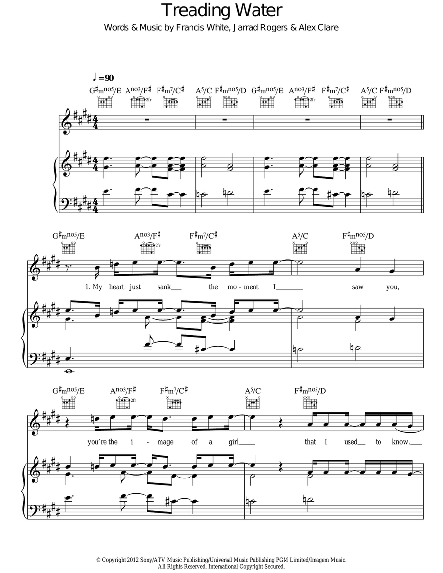 Treading Water Acoustic Guitar scores gallery preview page 1