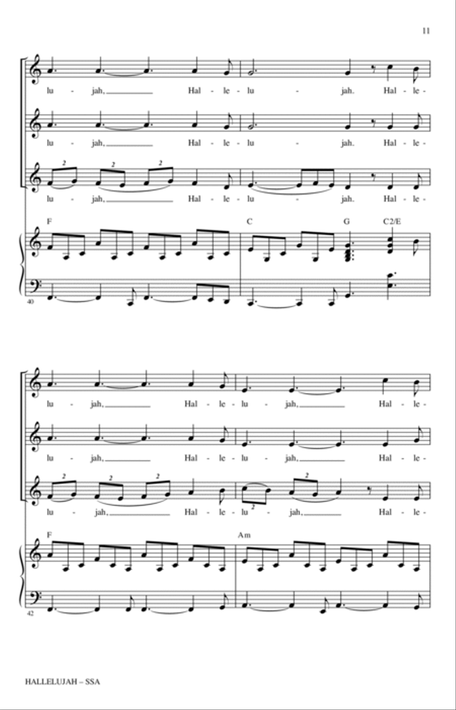 Hallelujah (arr. Roger Emerson) SSA scores gallery preview page 10