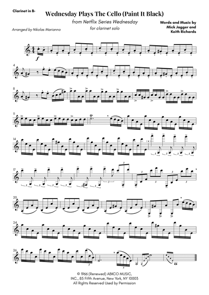 Paint It, Black by The Rolling Stones - Cello Solo - Digital Sheet Music