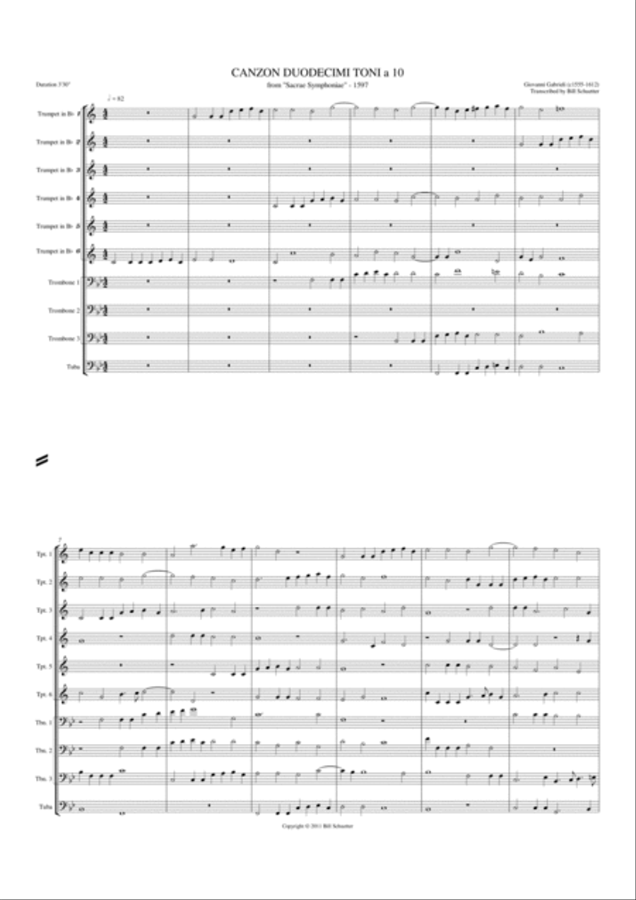 Canzon Duodecimi Toni A 10 Trombone scores gallery preview page 1