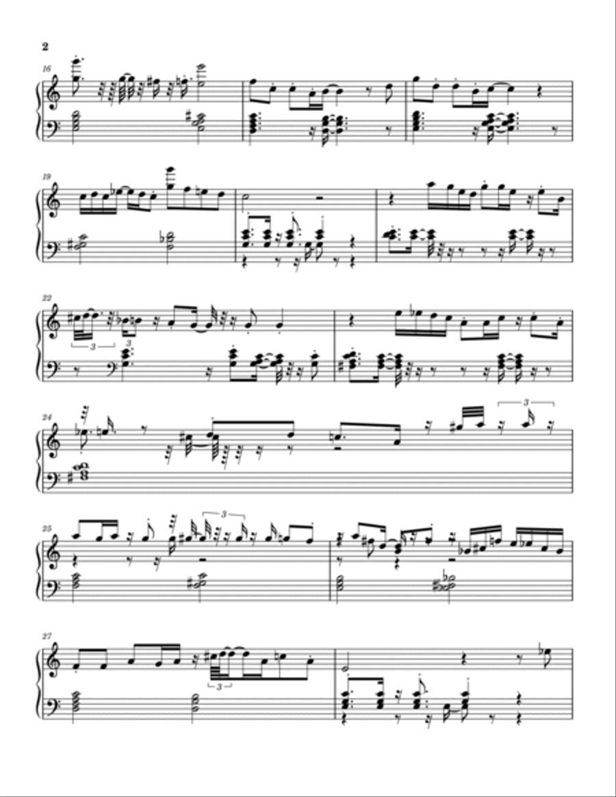 Natsu no Hizashi 夏の日差し - Rosario + Vampire OST ロザリオとバンパイア Piano Solo scores gallery preview page 2