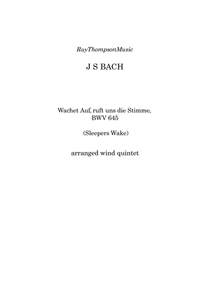 Bach: Wachet Auf (Sleepers Wake) from Cantata 140 - wind quintet image number null