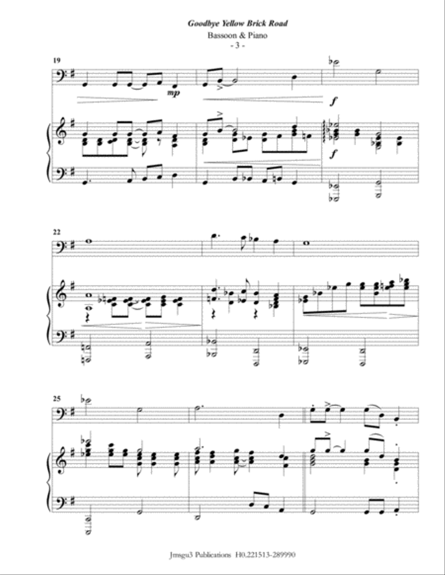 Goodbye Yellow Brick Road Bassoon scores gallery preview page 3