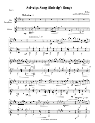 Solveigs sang (Solveig's Song) for alto saxophone and guitar