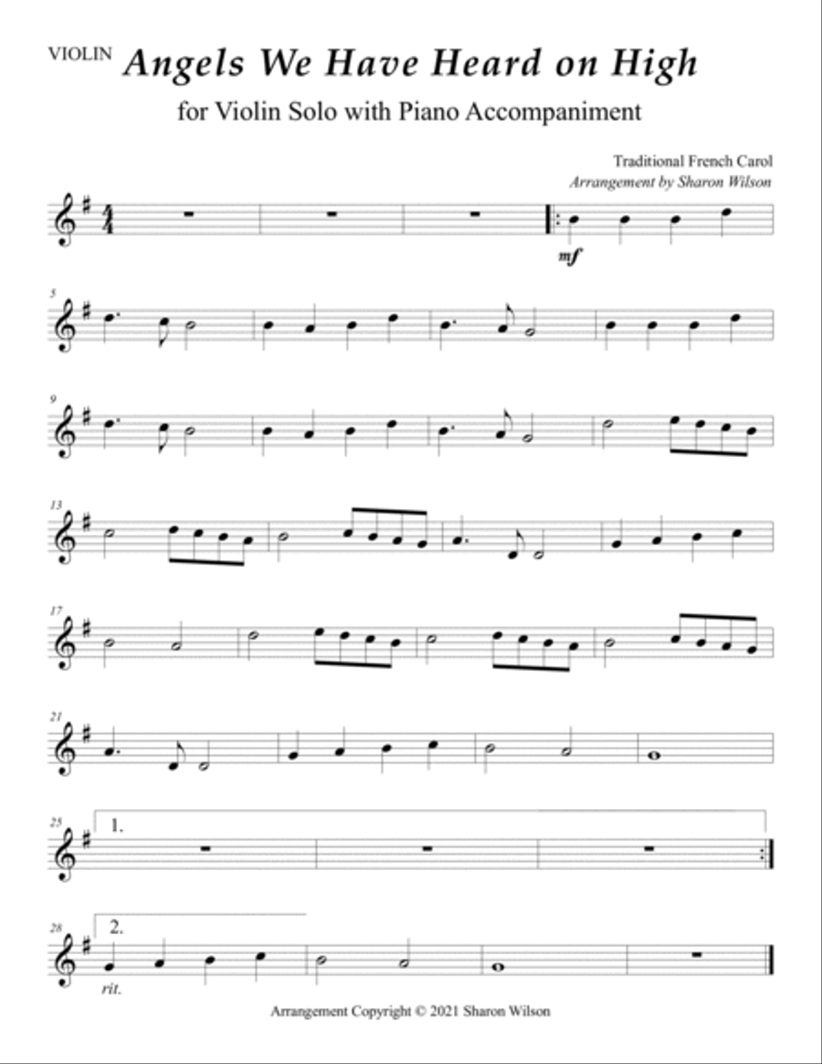 Christmas Carols (A Collection of 10 Easy Violin Solos with Piano Accompaniment) Violin Solo scores gallery preview page 5