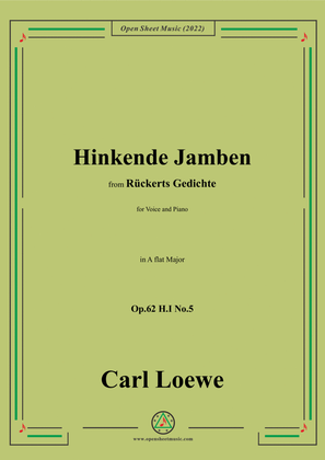 Book cover for Loewe-Hinkende Jamben,in A flat Major,Op.62 H.I No.5