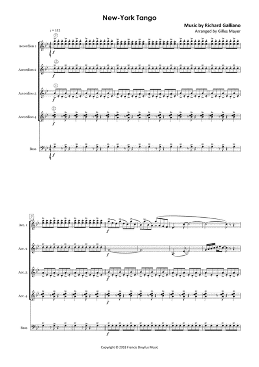 NEW YORK TANGO (Accordion orchestra sheet music full score and parts) image number null
