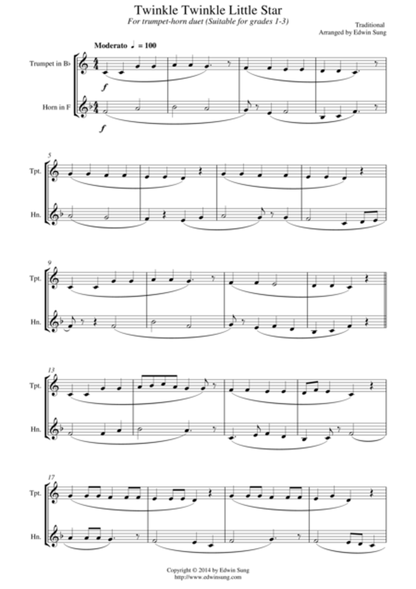 Twinkle Twinkle Little Star (for trumpet-horn duet, suitable for grades 1-3) image number null