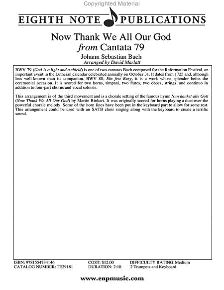 Now Thank We All Our God (from Cantata 79)