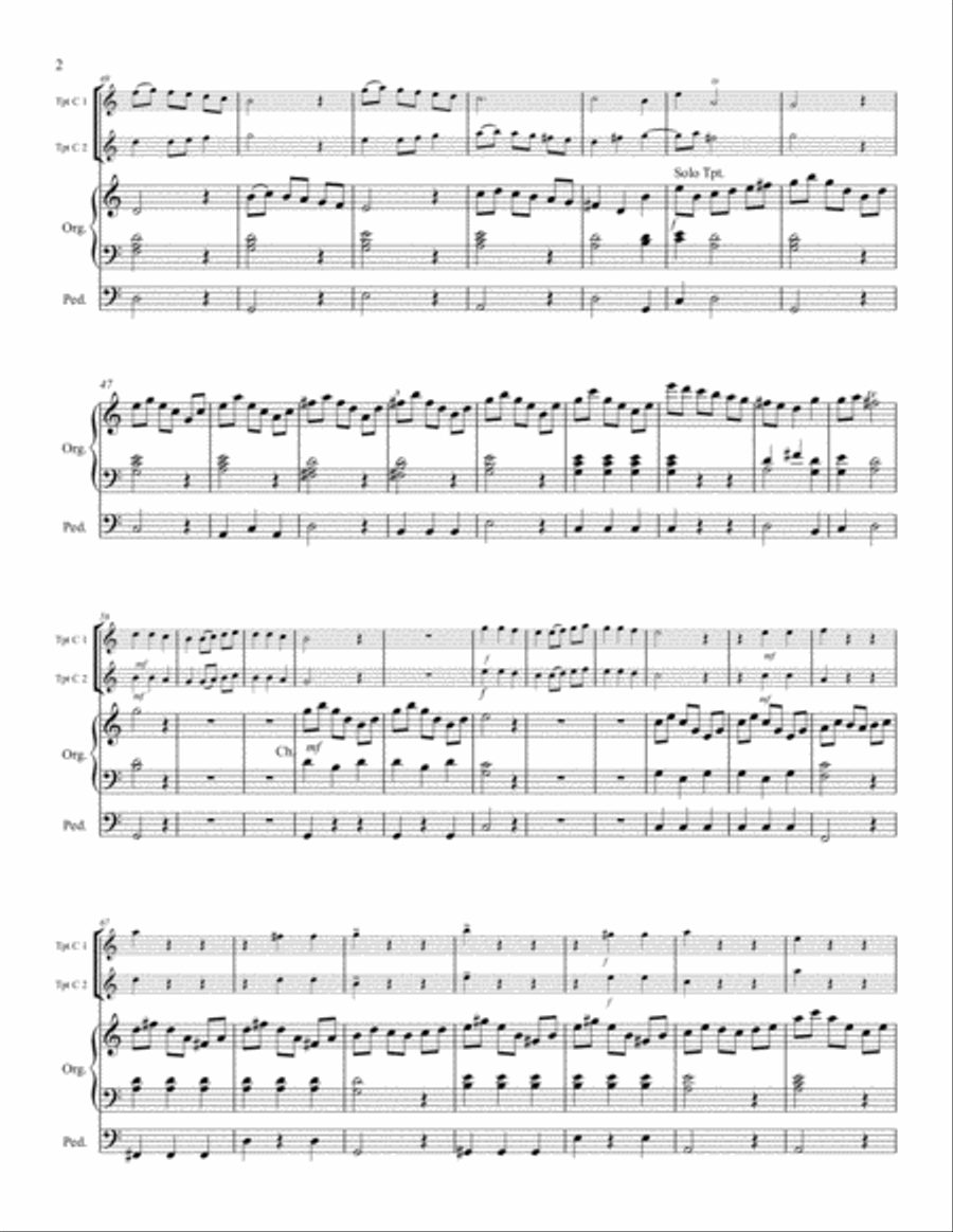 Albinoni Concerto in C Major Opus 7, Number 2 - Two Trumpets and Organ Trumpet Duet scores gallery preview page 3