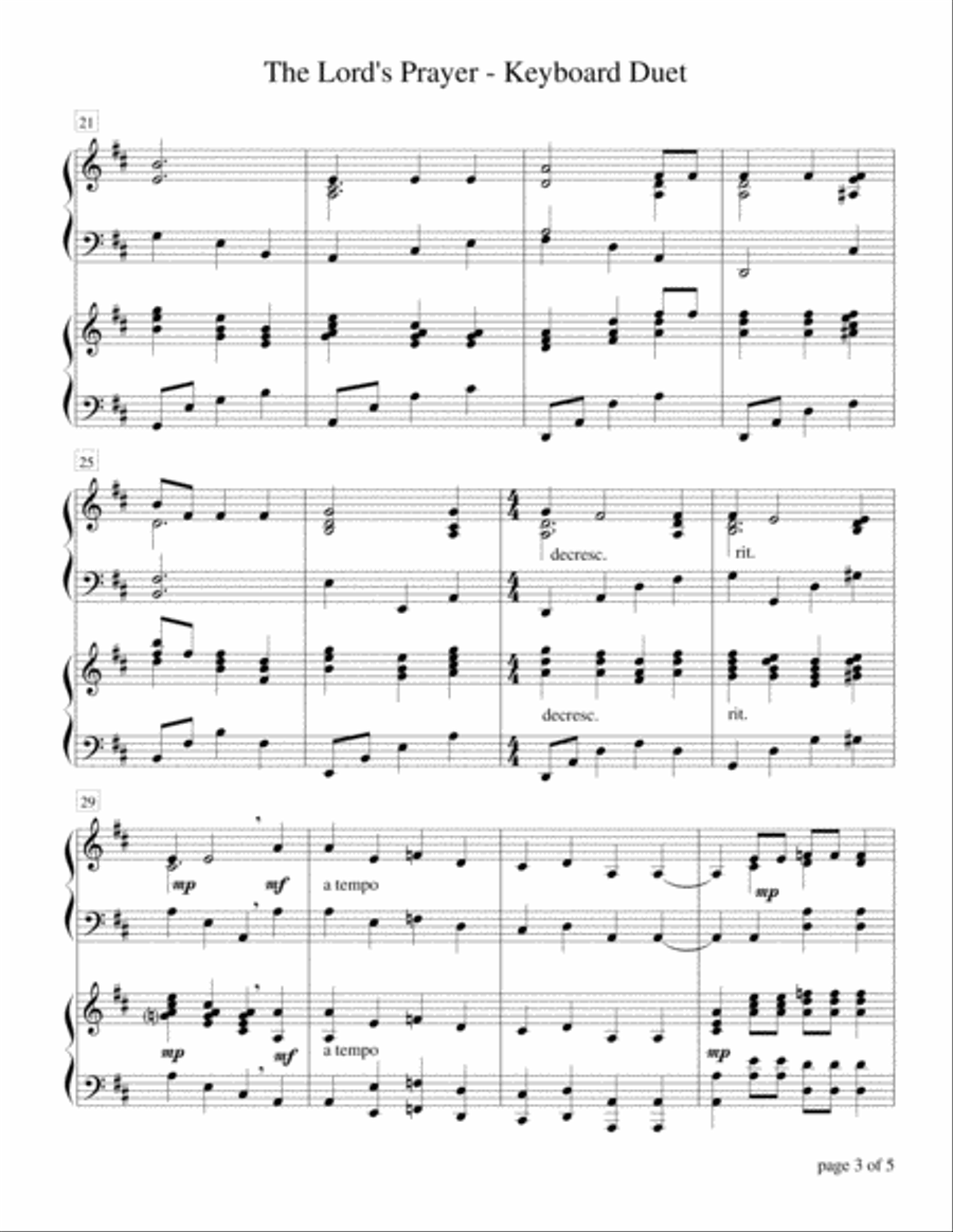 The Lord's Prayer (2 Pianos, 4 Hands Duet) 2 Pianos, 4-Hands scores gallery preview page 4