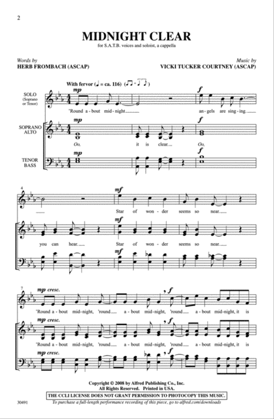 Midnight Clear 4-Part scores gallery preview page 2
