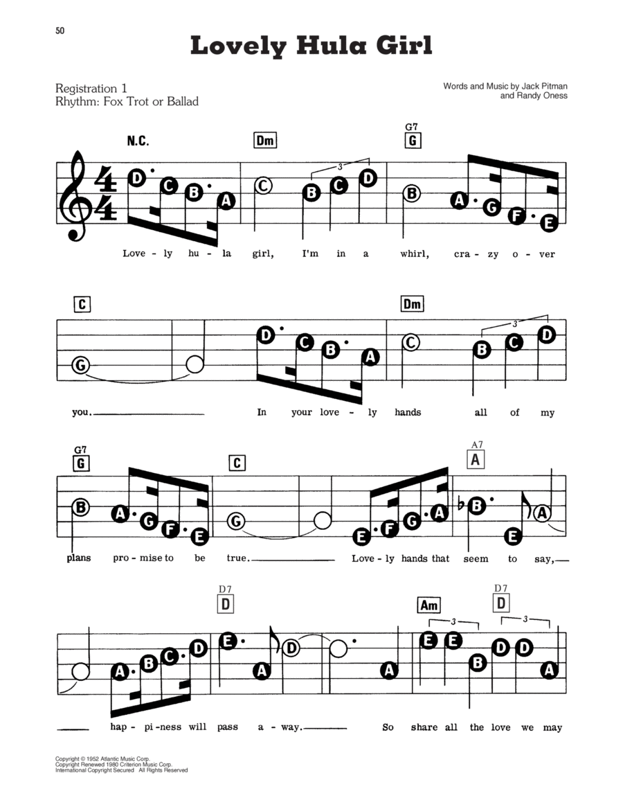 Lovely Hula Girl Electronic Keyboard scores gallery preview page 1