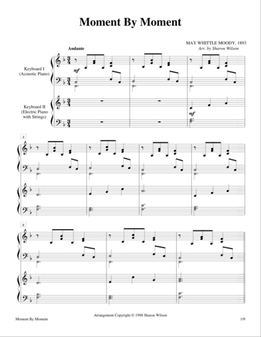 Moment By Moment (Keyboard Duet - 2 Pianos, 4 Hands) 2 Pianos, 4-Hands scores gallery preview page 1