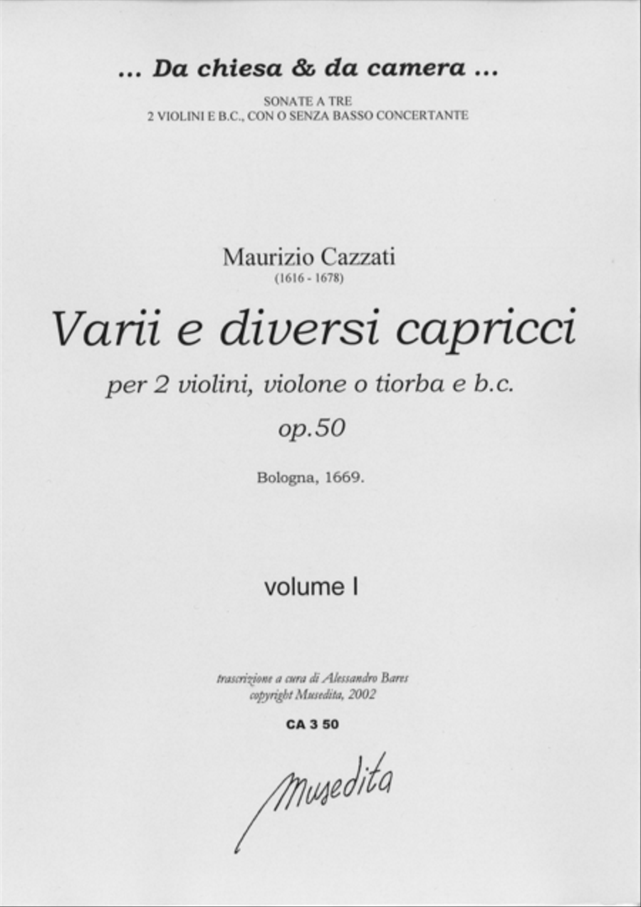 Varii e diversi capricci op.50 (Bologna, 1669) Violin scores gallery preview page 1