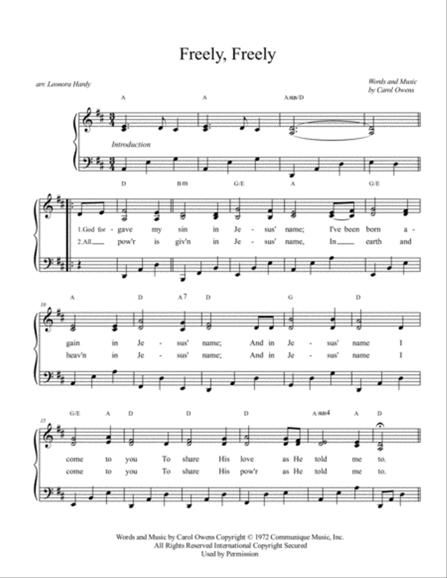 Freely, Freely Freely, Freely Voice scores gallery preview page 1