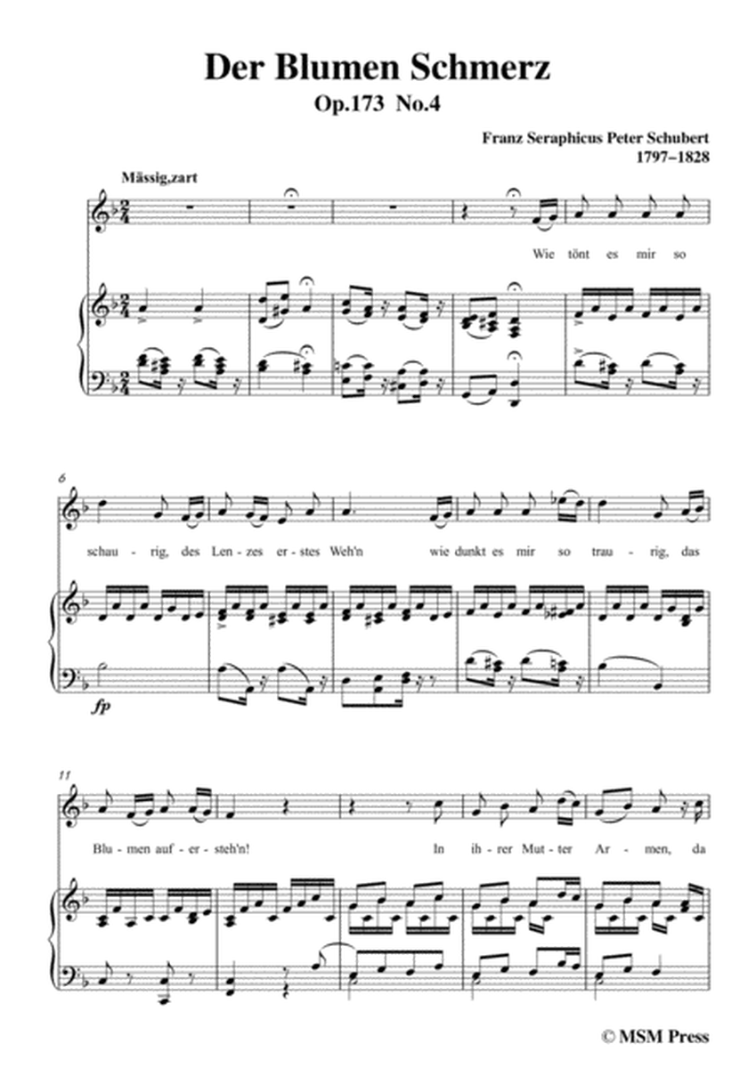 Schubert-Der Blumen Schmerz,Op.173 No.4,in d minor,for Voice&Piano image number null