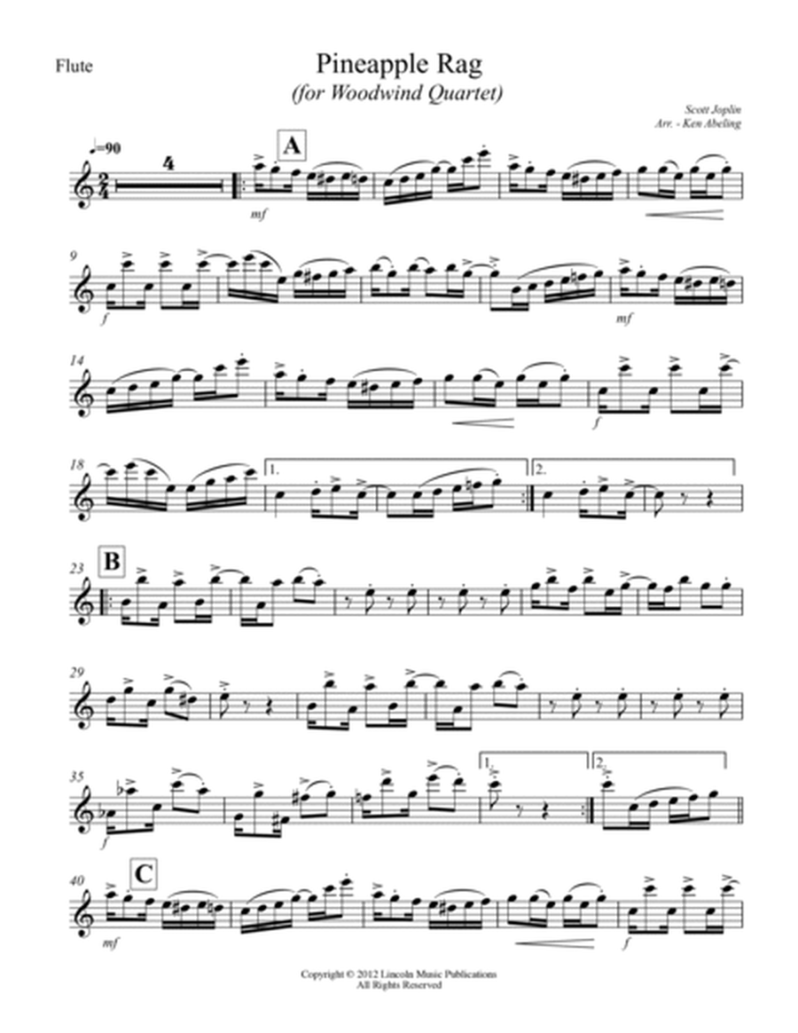 Joplin - “Pineapple Rag” (for Woodwind Quartet) image number null