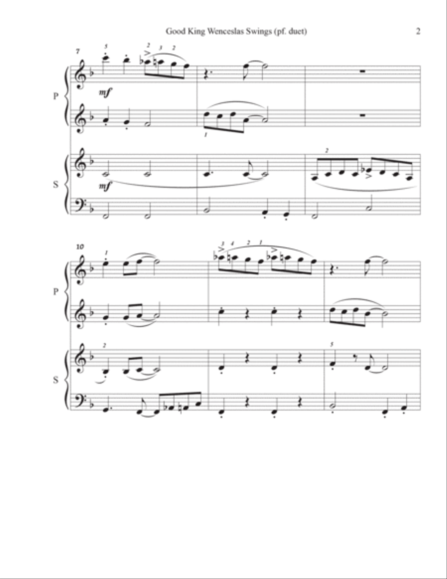 Good King Wenceslas Swings (1 piano 4 hands) complete set 1 Piano, 4-Hands scores gallery preview page 5