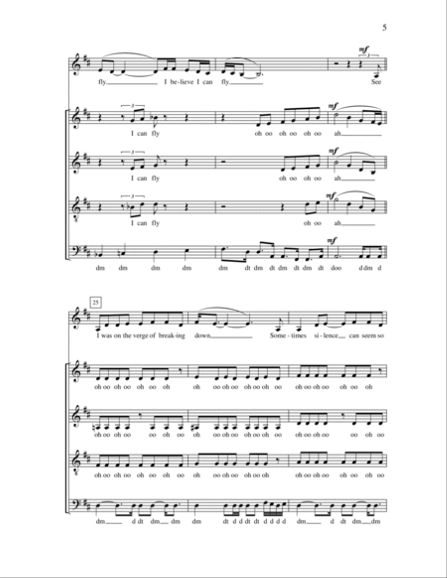 I Believe I Can Fly 4-Part scores gallery preview page 5