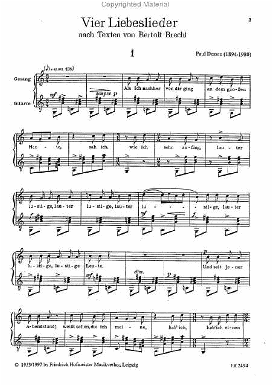 4 Liebeslieder Piano, Vocal, Guitar scores gallery preview page 2