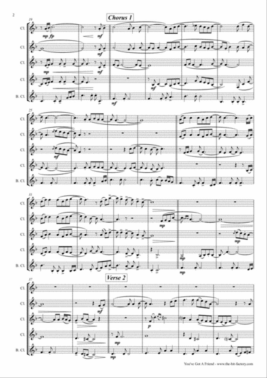 You've Got A Friend Clarinet Quintet scores gallery preview page 2