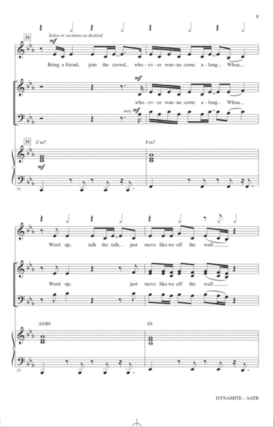 Dynamite (arr. Roger Emerson) 4-Part scores gallery preview page 8