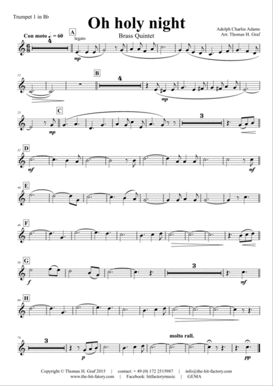 Oh holy night - Cantique de Noël - Christmas Song - Brass Quintet Brass Quintet scores gallery preview page 6