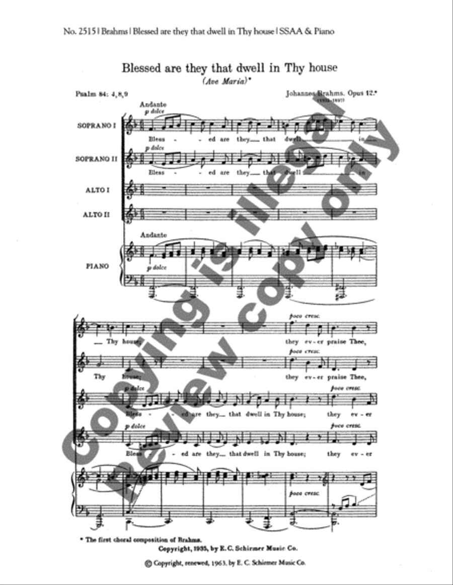 Blessed Are They that Dwell in Thy House, Op. 12 SSAA scores gallery preview page 8