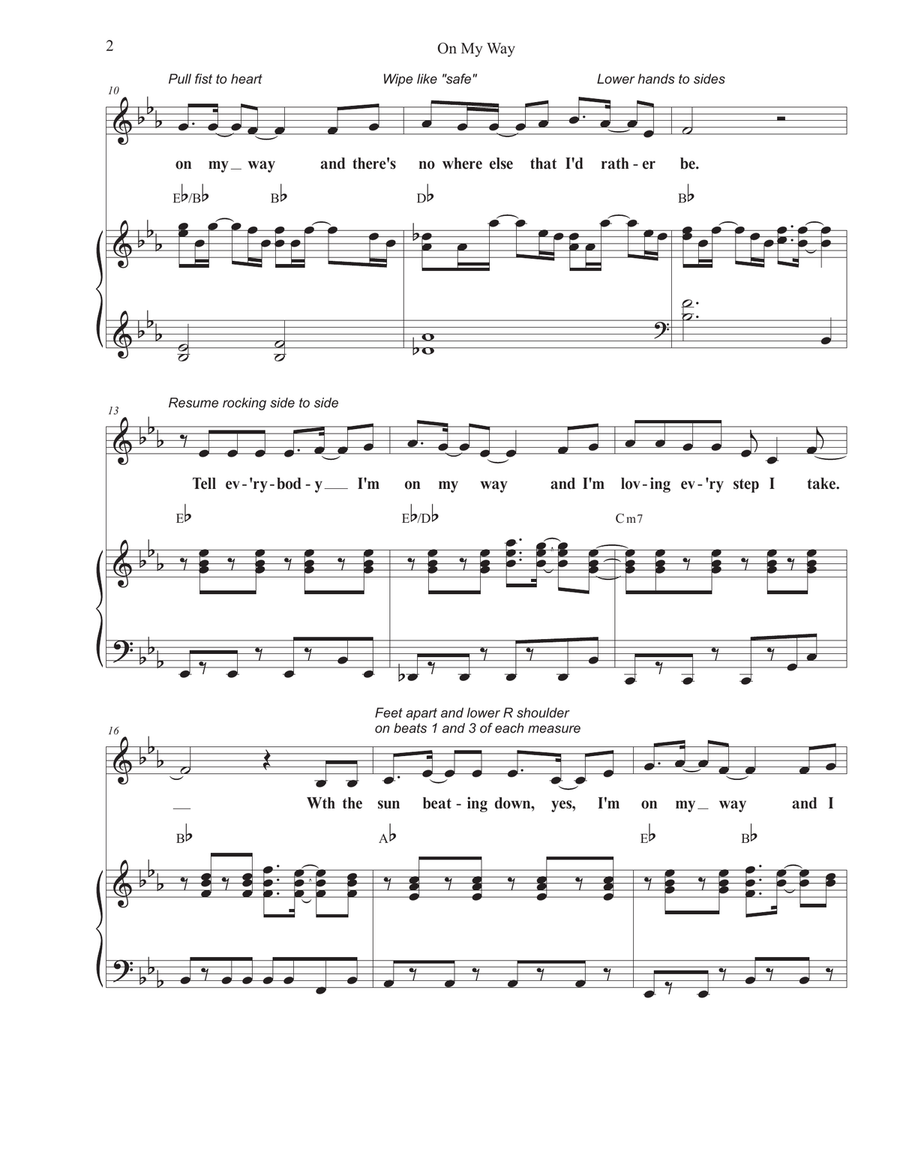 On My Way Unison Choir scores gallery preview page 2