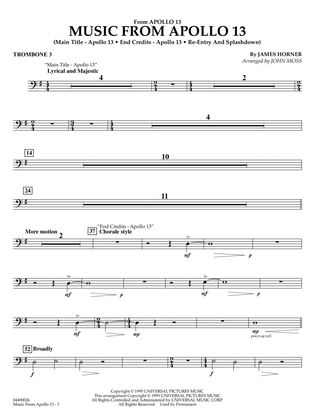 Book cover for Music from Apollo 13 (arr. John Moss) - Trombone 3