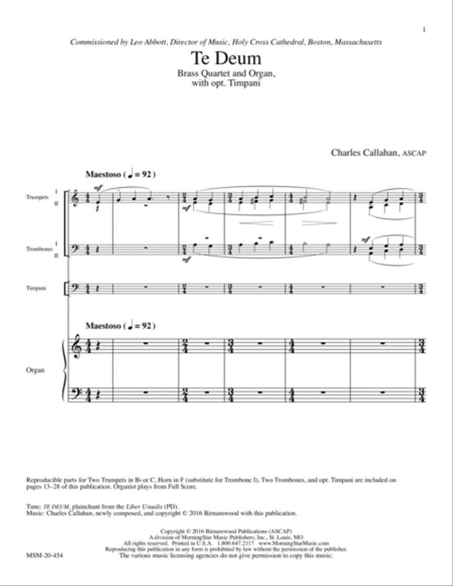 Te Deum Organ scores gallery preview page 1