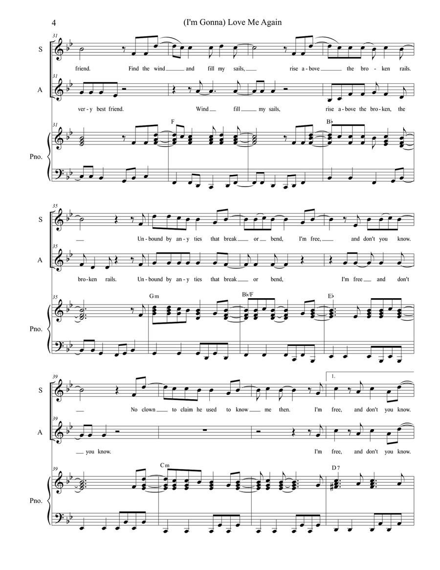 (i'm Gonna) Love Me Again Vocal Duet scores gallery preview page 4