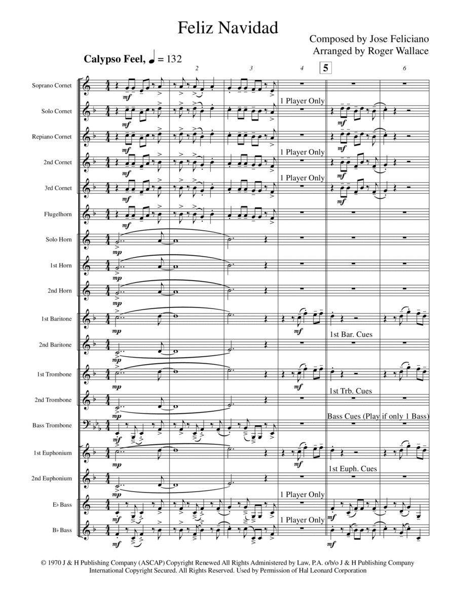 Feliz Navidad Brass Band scores gallery preview page 1