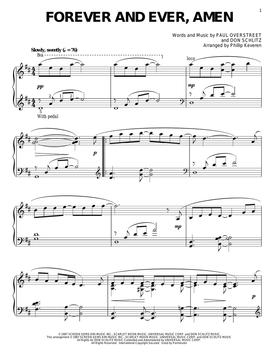 Forever And Ever, Amen (arr. Phillip Keveren) Piano Solo scores gallery preview page 1