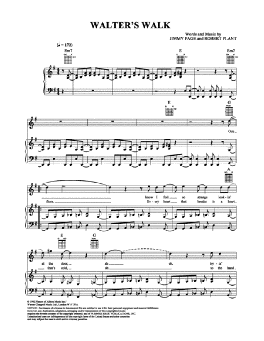 Walter's Walk Walter's Walk Piano, Vocal, Guitar scores gallery preview page 1