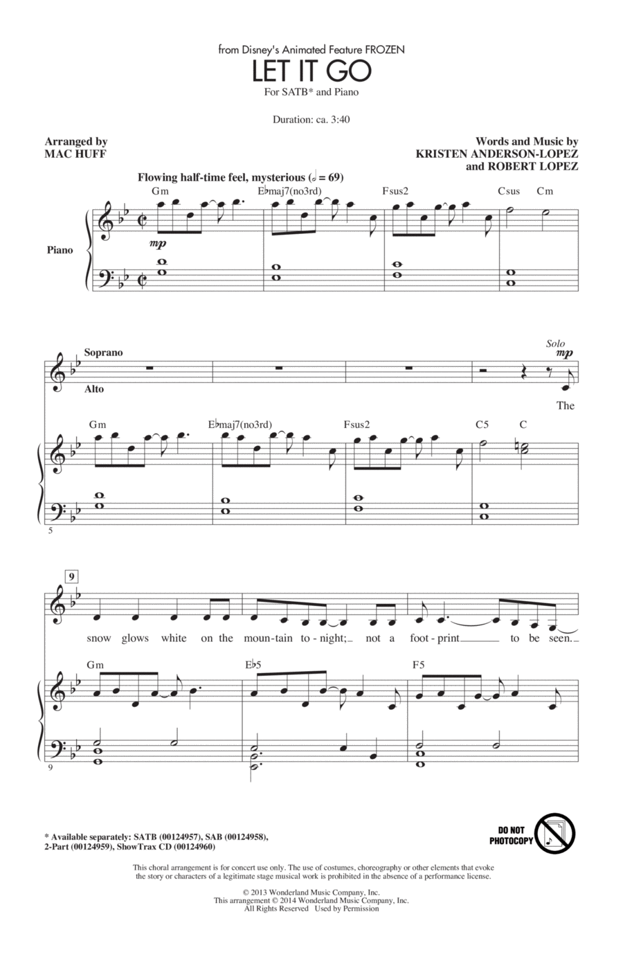 Let It Go 4-Part scores gallery preview page 1