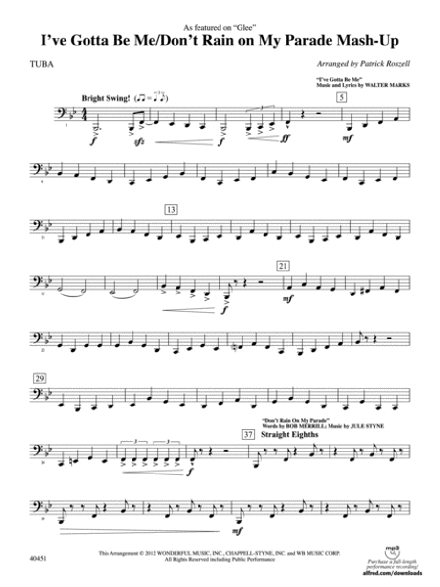 I’ve Gotta Be Me / Don’t Rain on My Parade Mash-Up: Tuba Full Orchestra scores gallery preview page 1