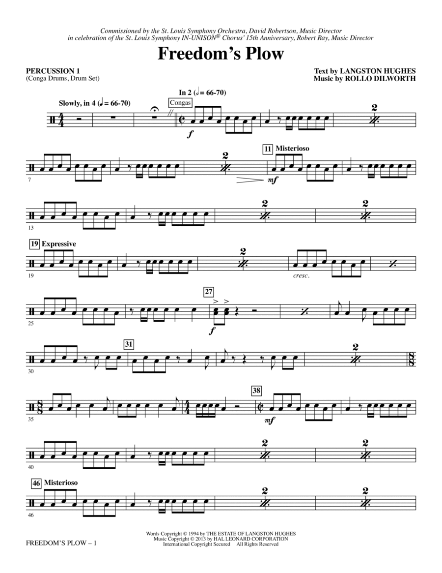 Freedom's Plow - Percussion 1 Choir scores gallery preview page 1