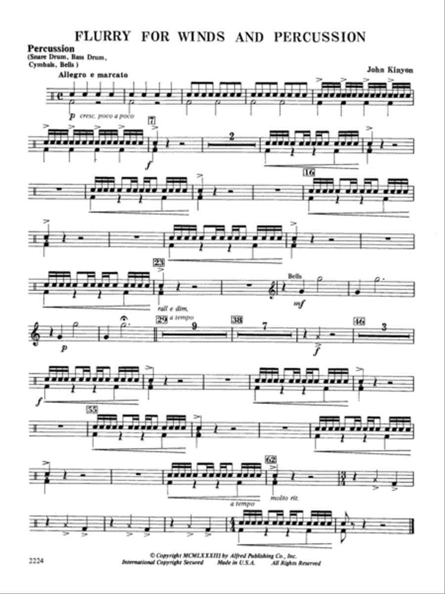 Flurry for Winds and Percussion: 1st Percussion Concert Band scores gallery preview page 1