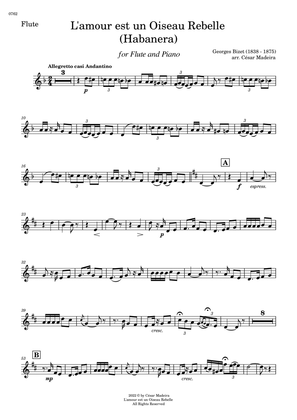 Habanera from Carmen by Bizet - Flute and Piano (Individual Parts)