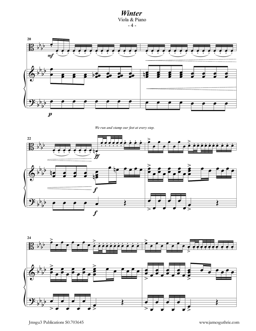 Vivaldi: Winter from the Four Seasons for Viola & Piano Viola scores gallery preview page 4