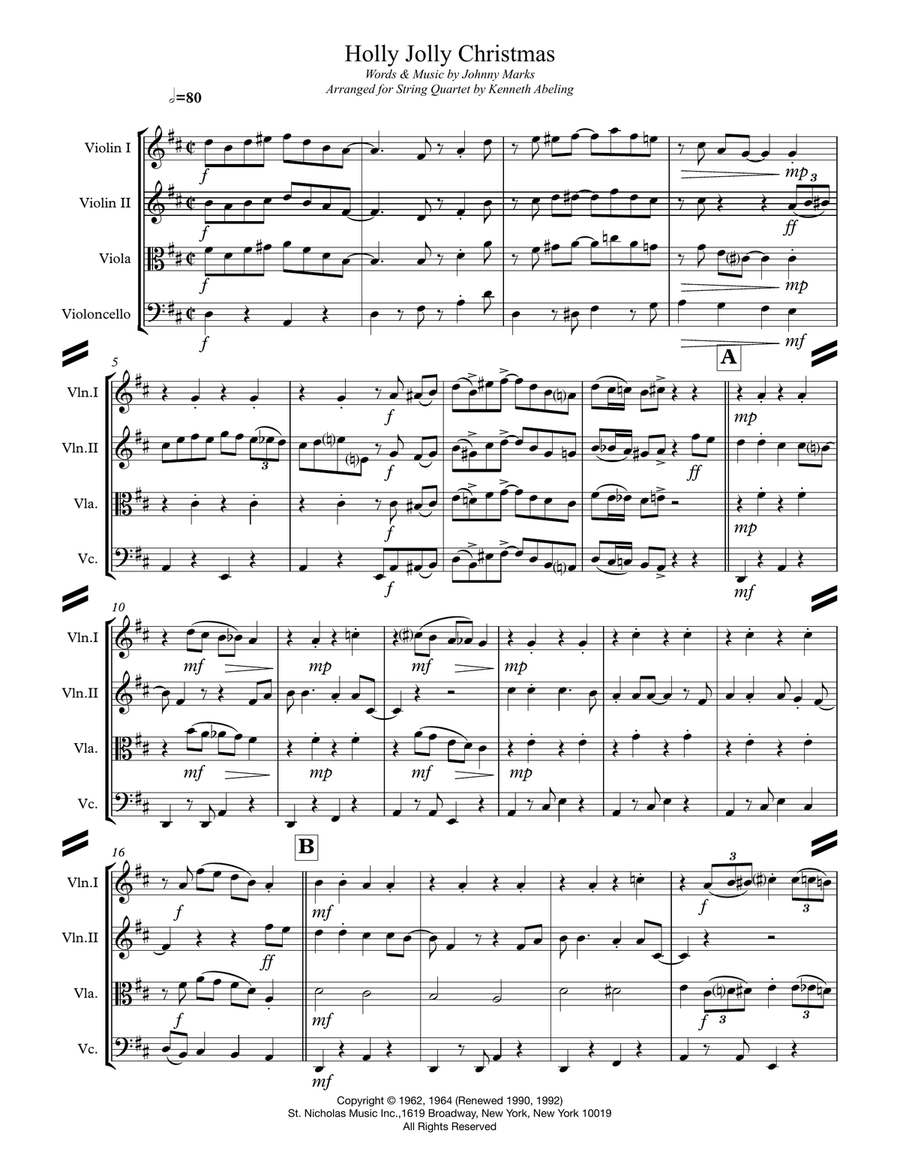 A Holly Jolly Christmas String Quartet scores gallery preview page 2