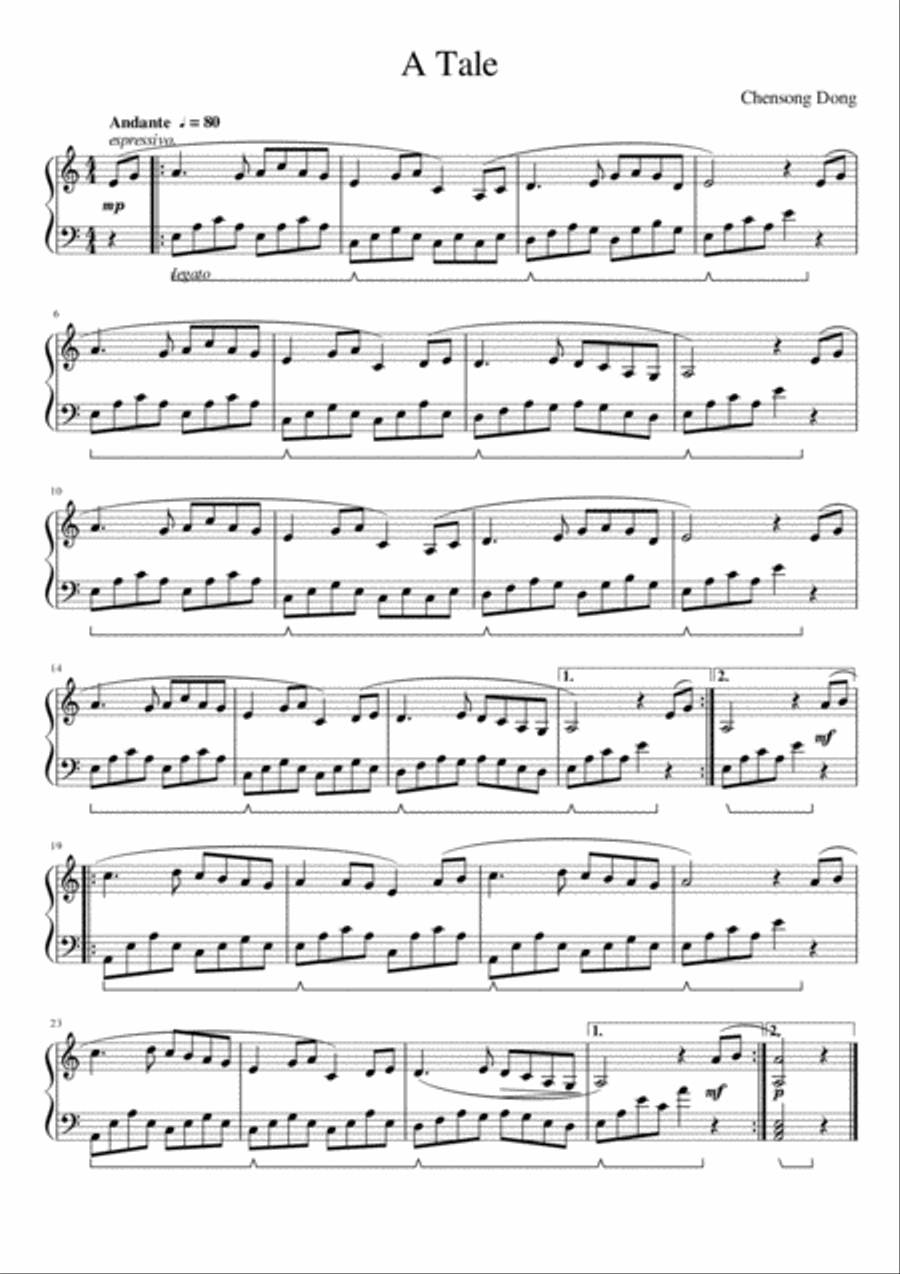A Tale Easy Piano scores gallery preview page 1