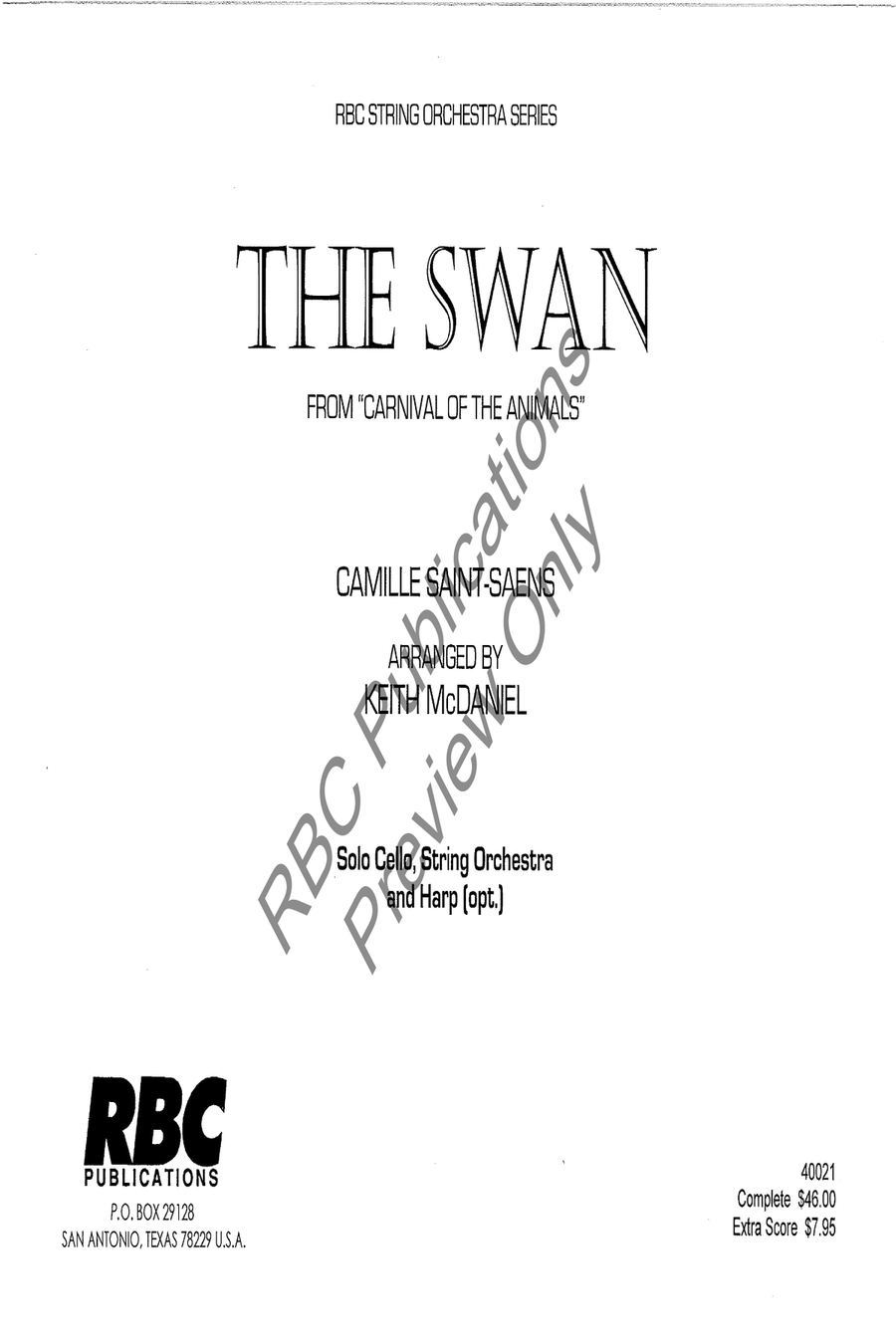 Swan Solo Cello With Orchestra String Orchestra scores gallery preview page 2