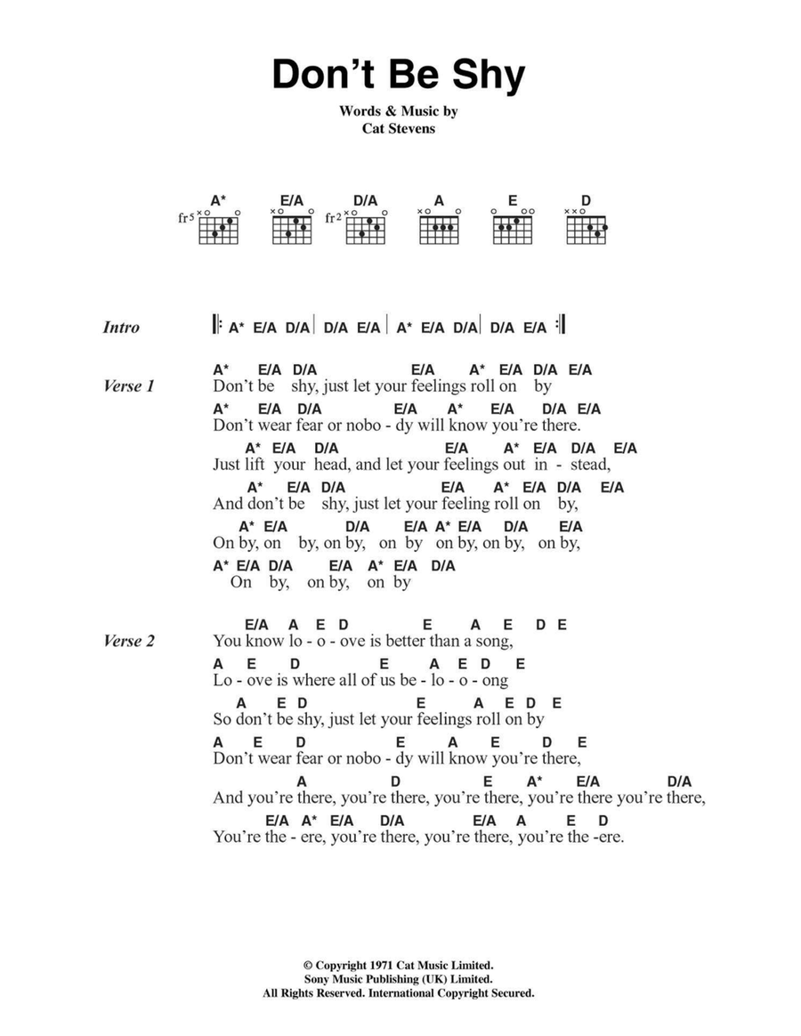 Don't Be Shy Acoustic Guitar scores gallery preview page 1
