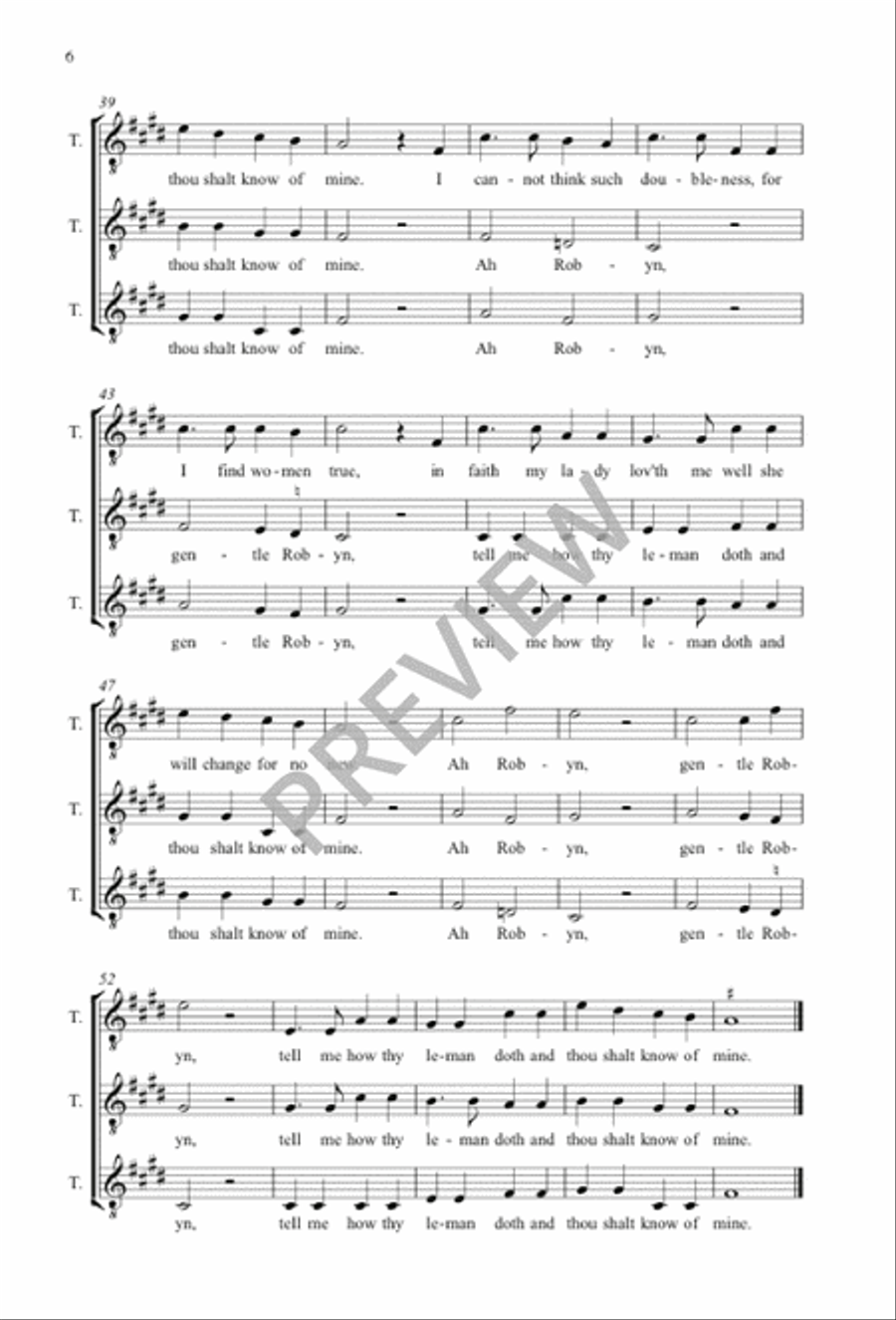 Ah Robyn, Gentle Robyn 3-Part scores gallery preview page 6