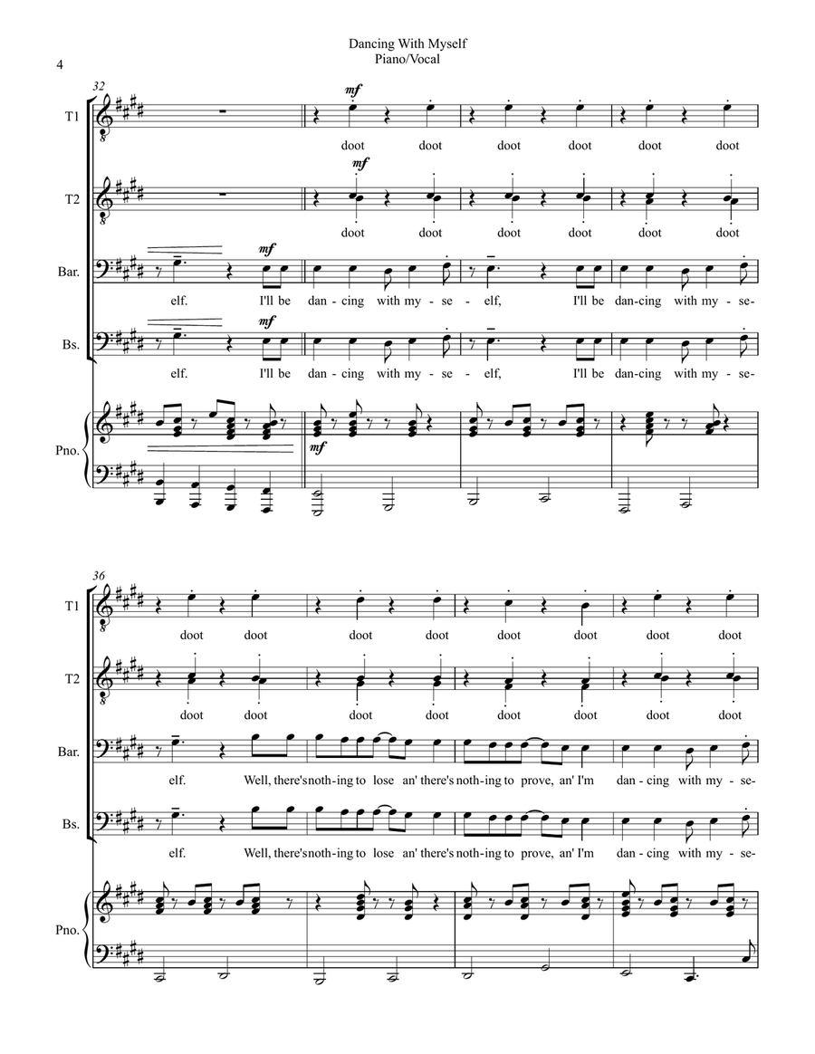 Dancing With Myself TTBB scores gallery preview page 4